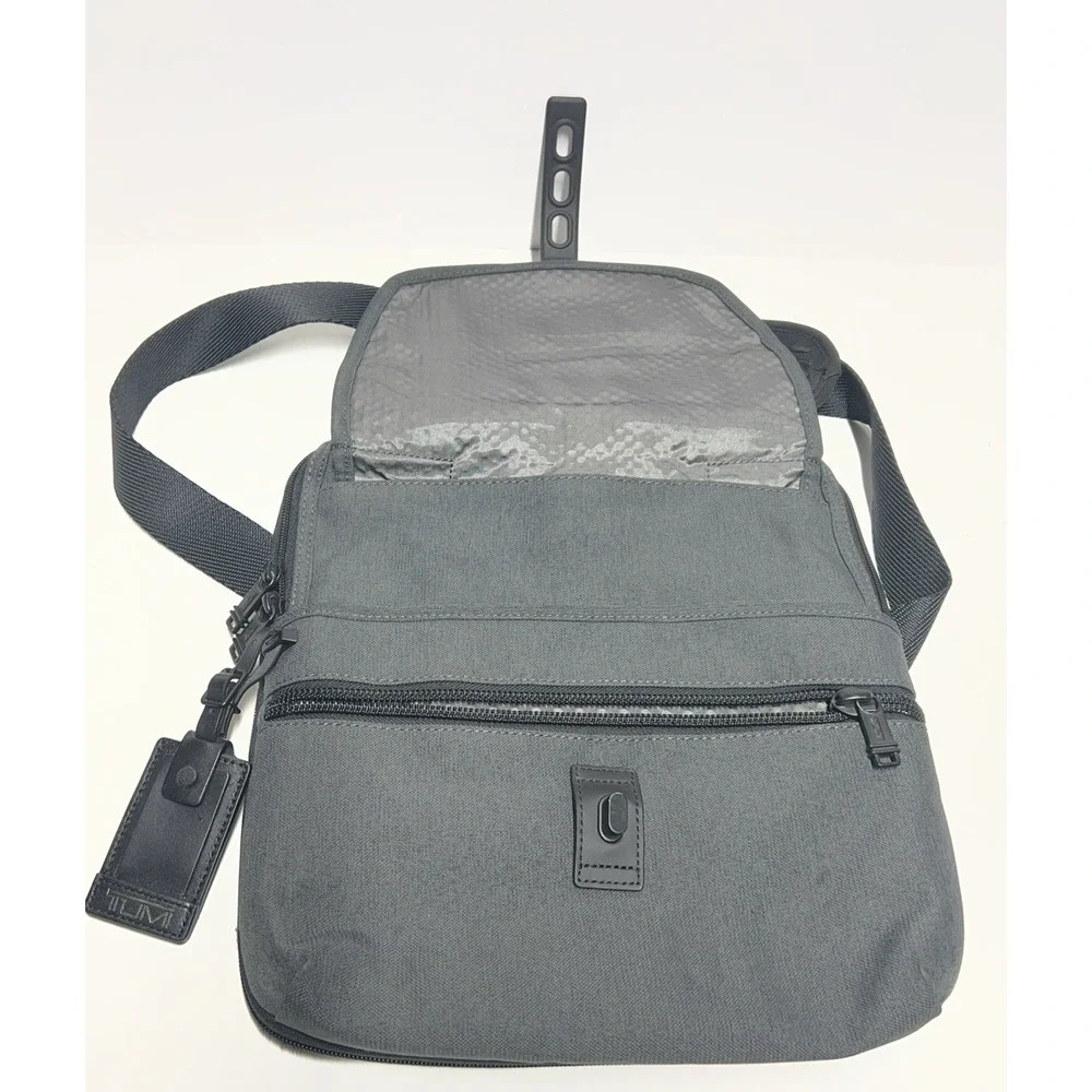 TUMI Alpha Bravo Arnold Zip Flap Crossbody Bag Gray Black